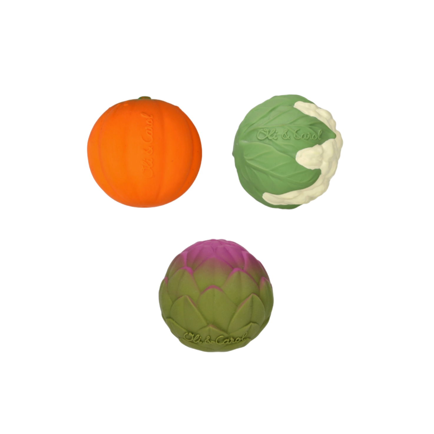 Three colorful rubber balls on a white background