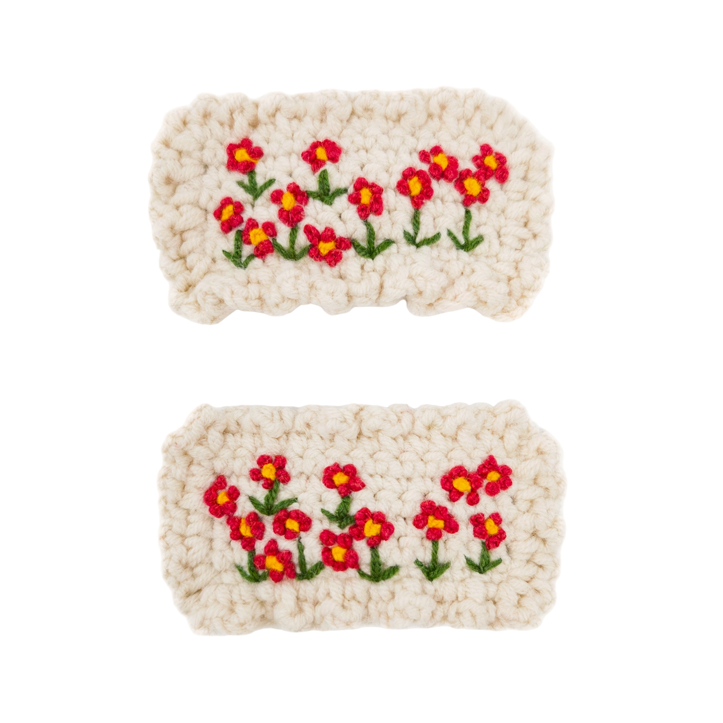 HAND-CROCHETED FLORAL CLIP SET