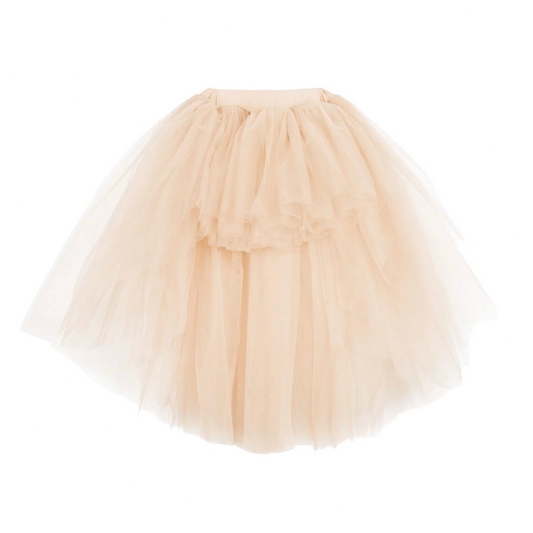 Beige tulle skirt on a white background