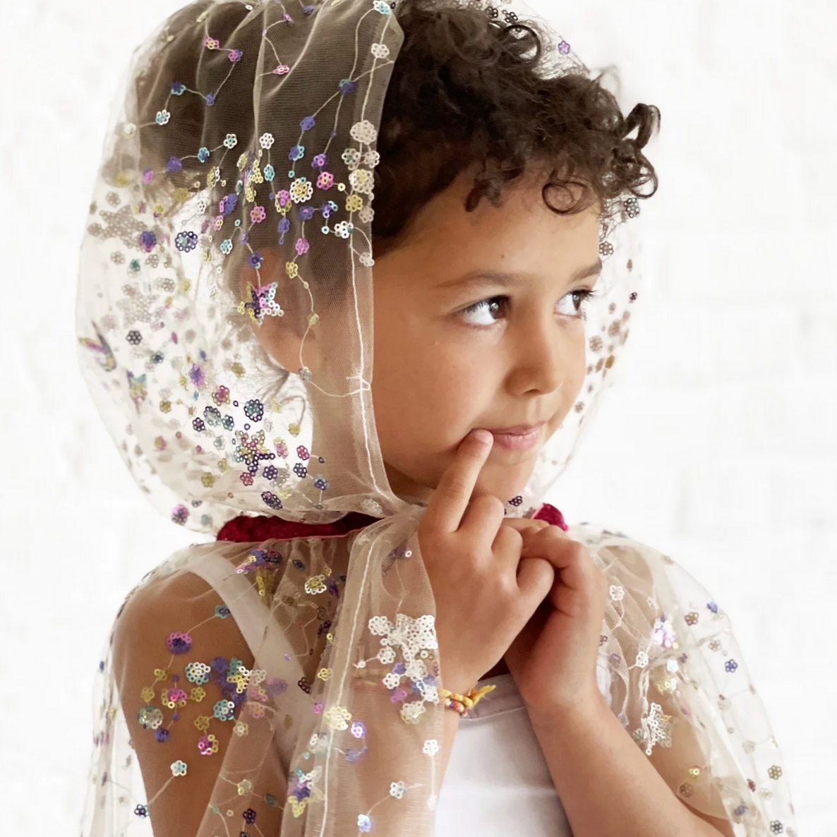 SEQUIN EMBROIDERED CAPE - MULTICOLORED