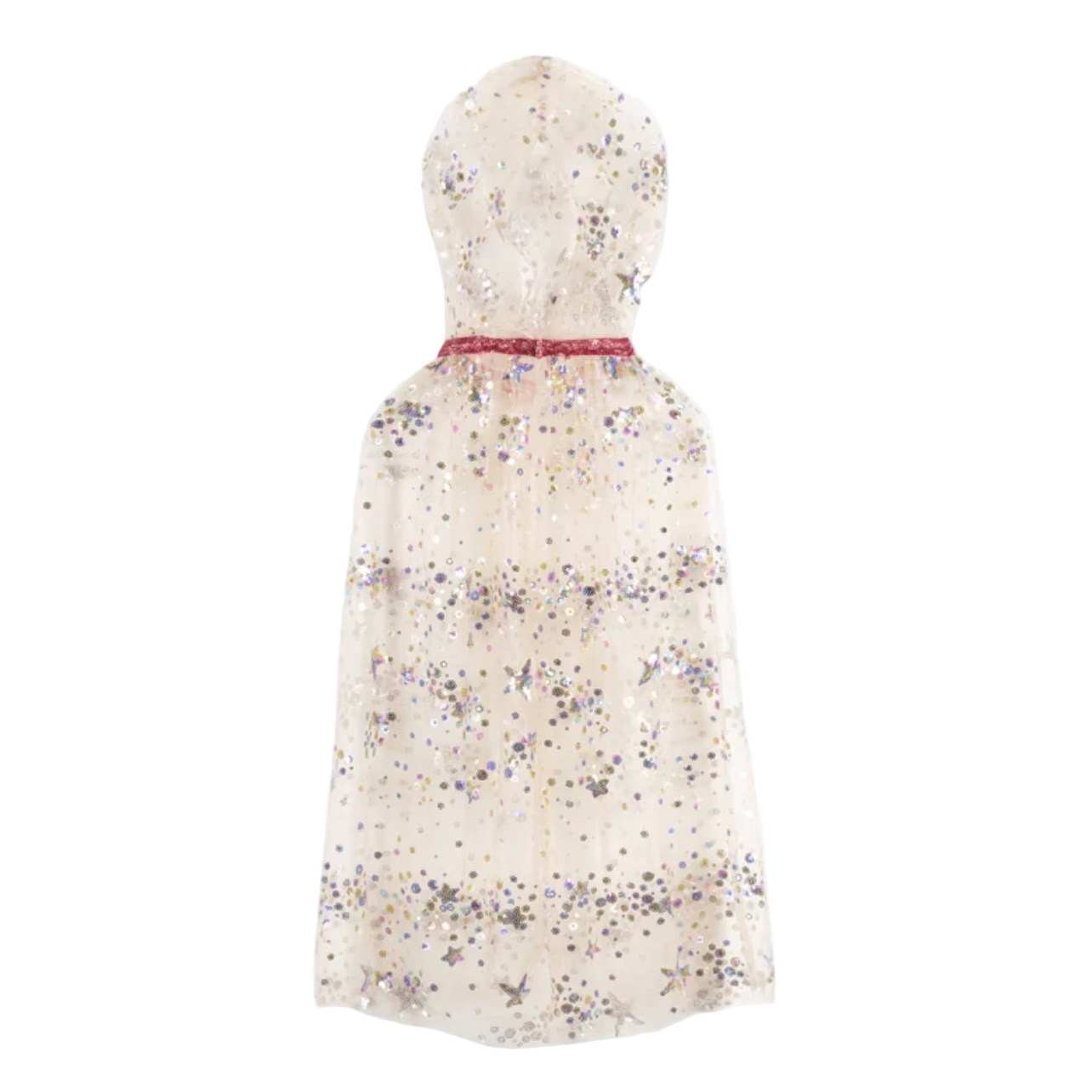 Floral-patterned dress with a hood on a white background