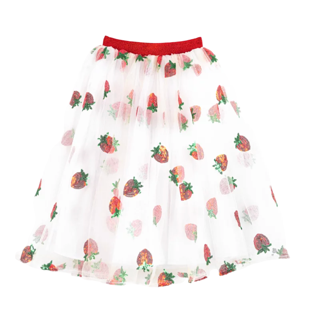 Skirt with strawberry pattern on a white background