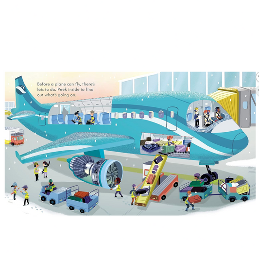 Illustration of an airplane and ground vehicles on Amazon's website
