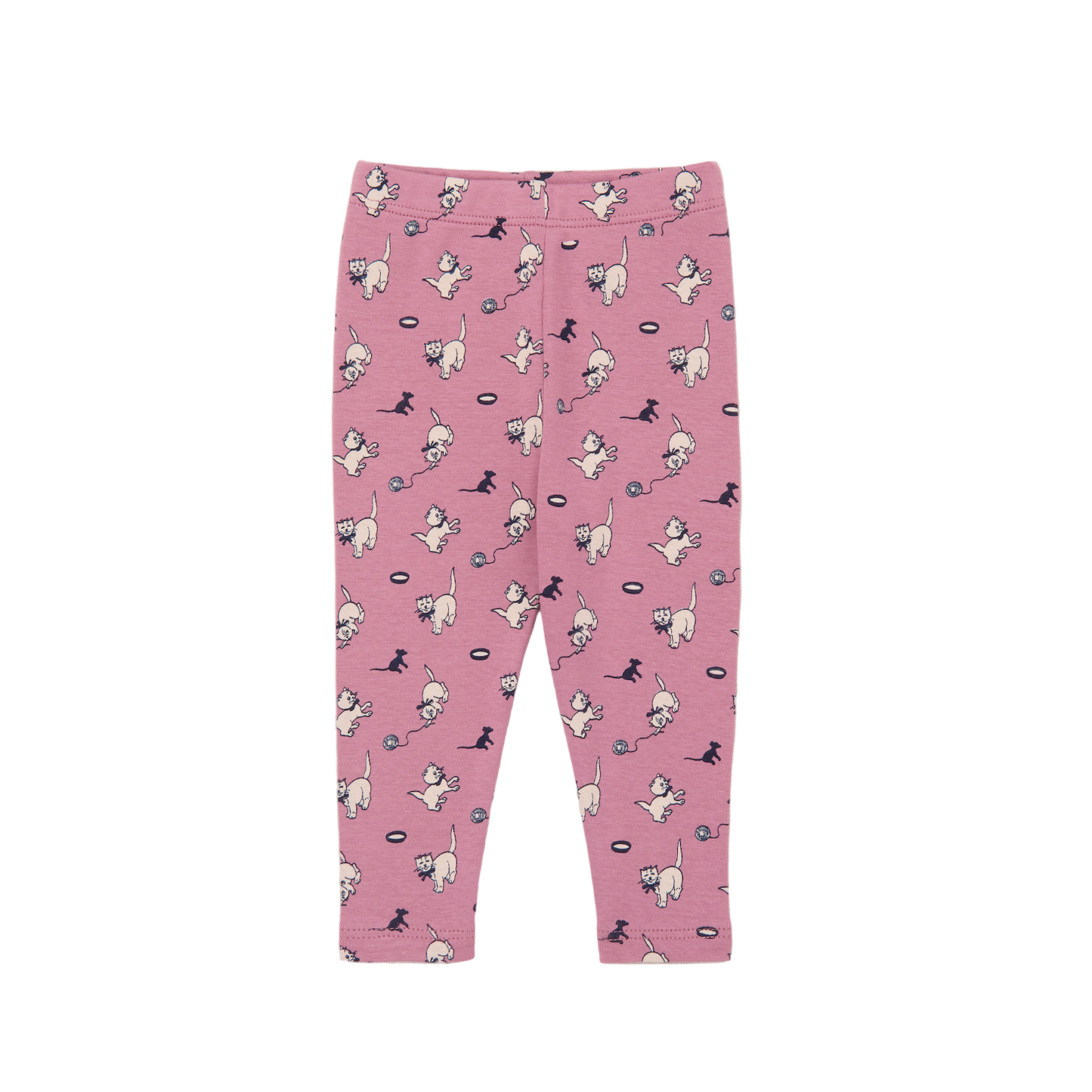 Pink leggings with dog pattern on a white background