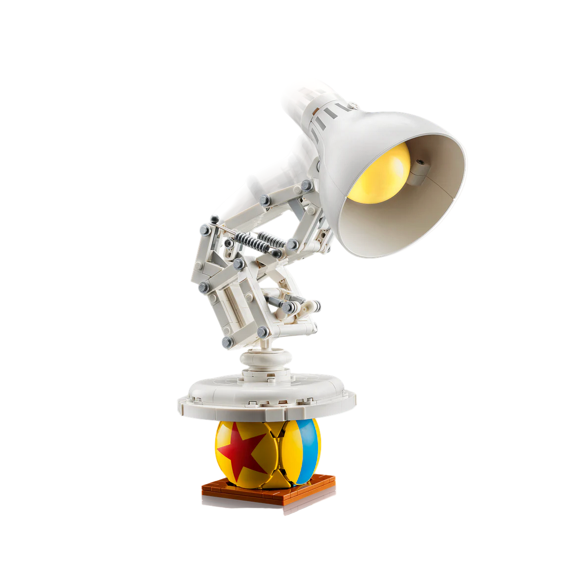 White lamp with a colorful base on a white background