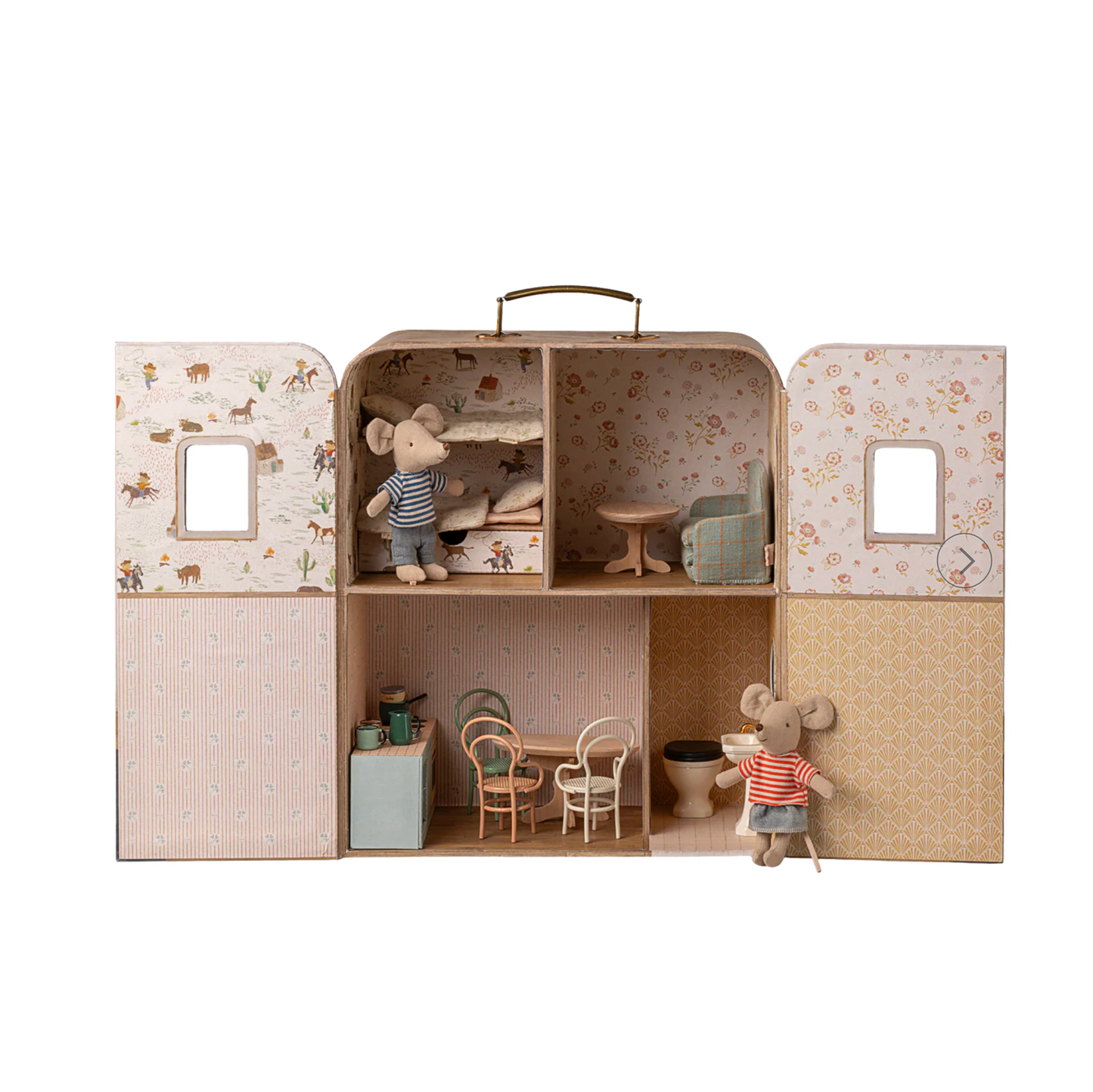 Toy mouse house with furniture and toys on a computer screen