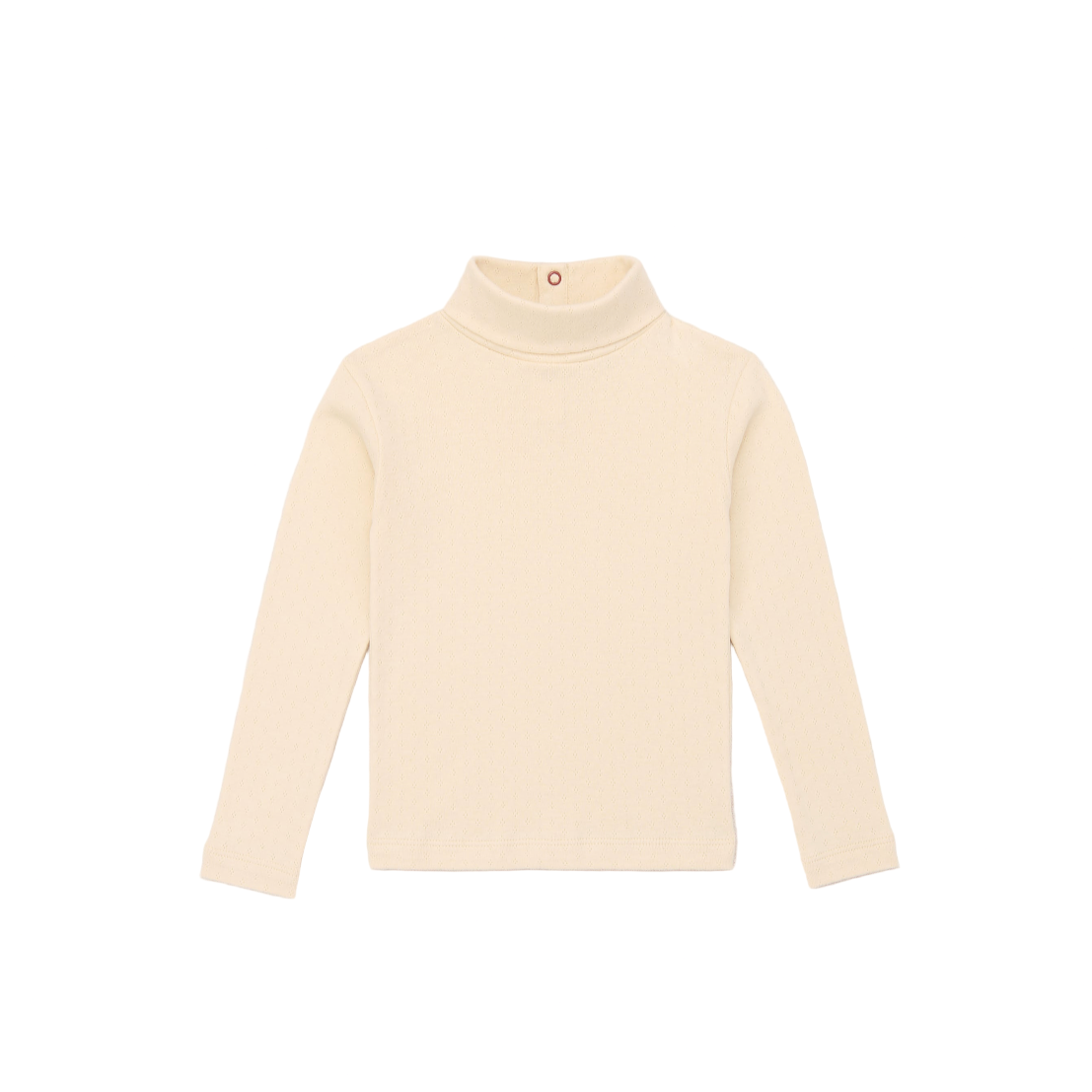 Cream-colored turtleneck sweater on a light gray background