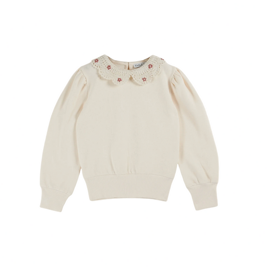 CHROCHETED ORGANIC SWEATSHIRT