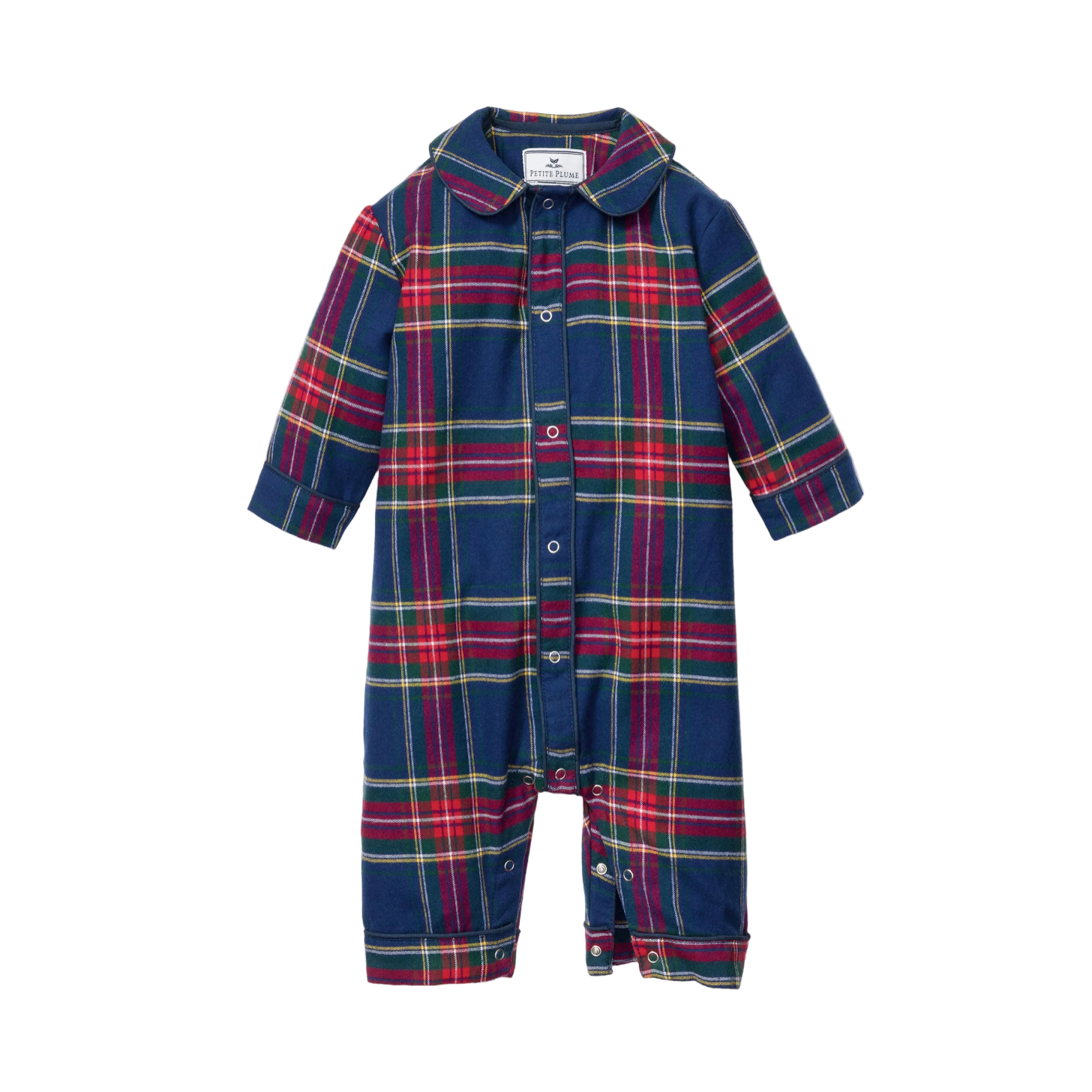 Plaid baby onesie on a white background