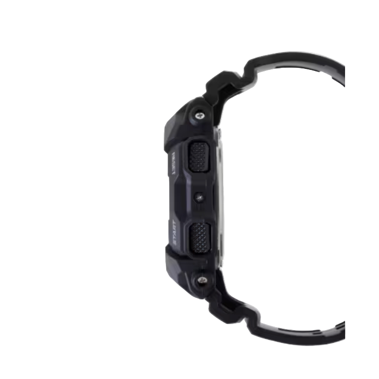 Black carabiner with clip on a white background