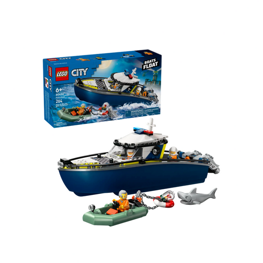 LEGO City boat set with packaging on a white background