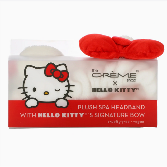 Plush spa headband with Hello Kitty design on packaging