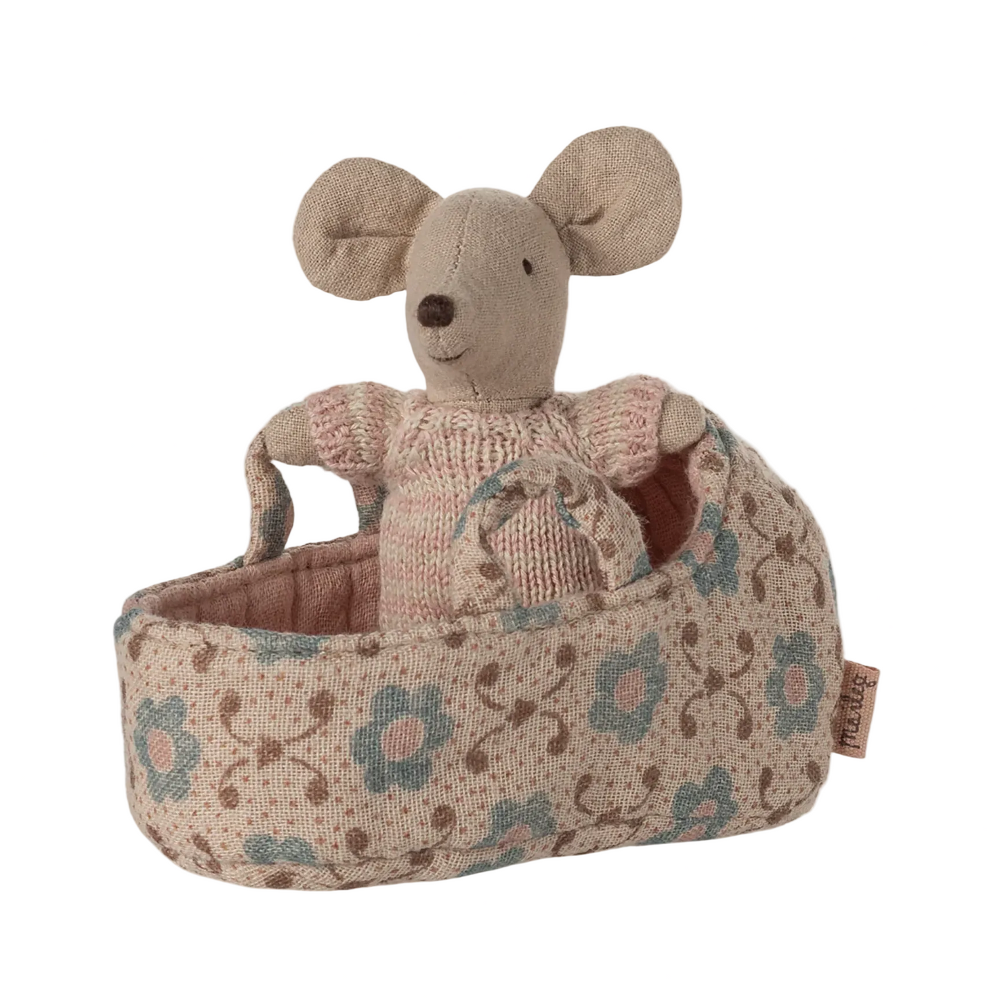 MAILEG MOUSE CARRY COT - PINK