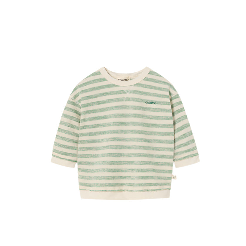 THIAGO GREEN GRASS STRIPE SWEATSHIRT