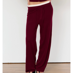 TOVE LAYERED CASHMERE PANT - MERLOT