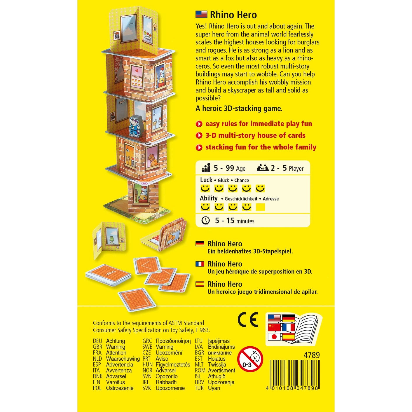 RHINO HERO STACKING CARD GAME (AWARD WINNING)