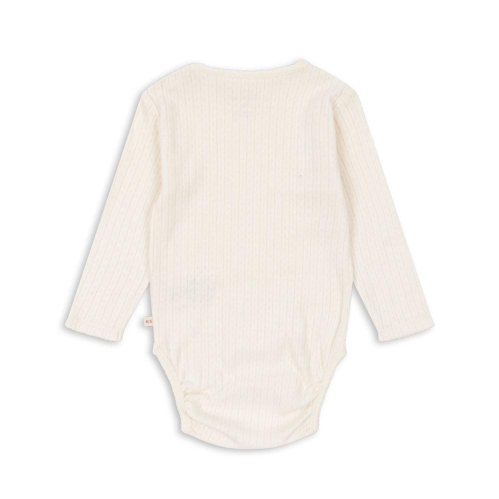MINNIE GOTS LONG SLEEVE ONESIE - ANTIQUE WHITE