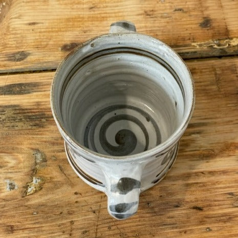 Jane Herold hand painted pottery double handle mug