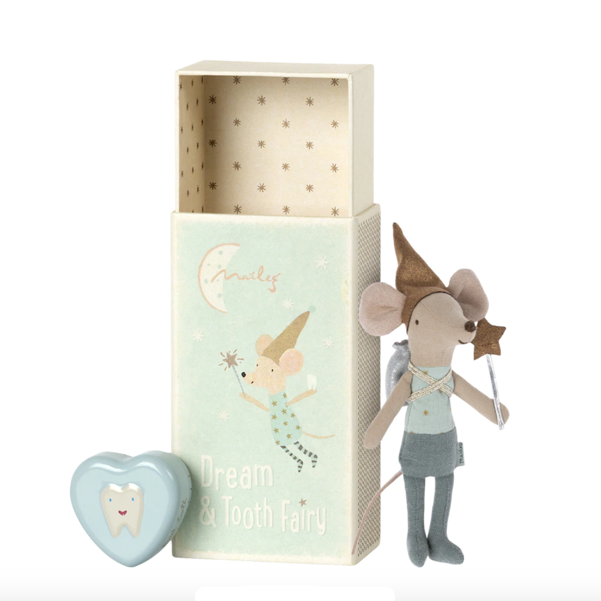 MAILEG TOOTH FAIRY MOUSE IN MATCHBOX - BLUE