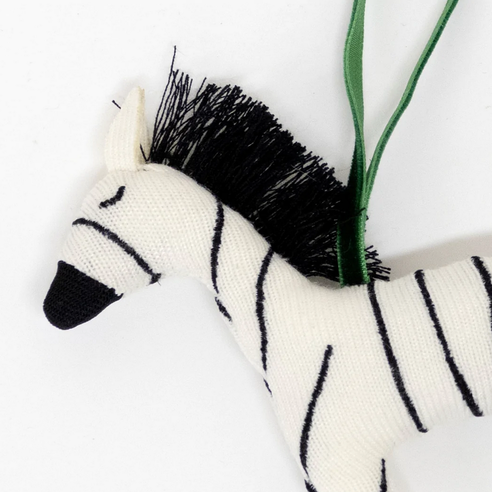 KNITTED SLEEPING ZEBRA ORNAMENT