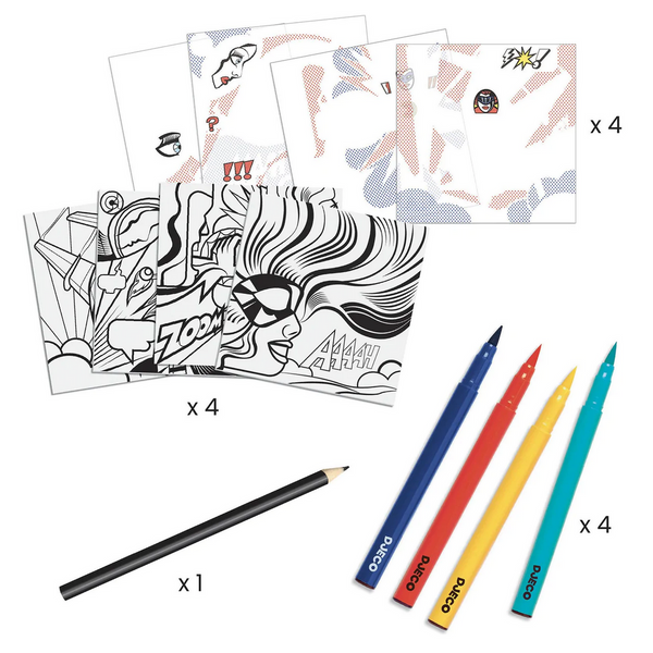 LICHTENSTEIN COLORING AND RUB-ON TRANSFER KIT