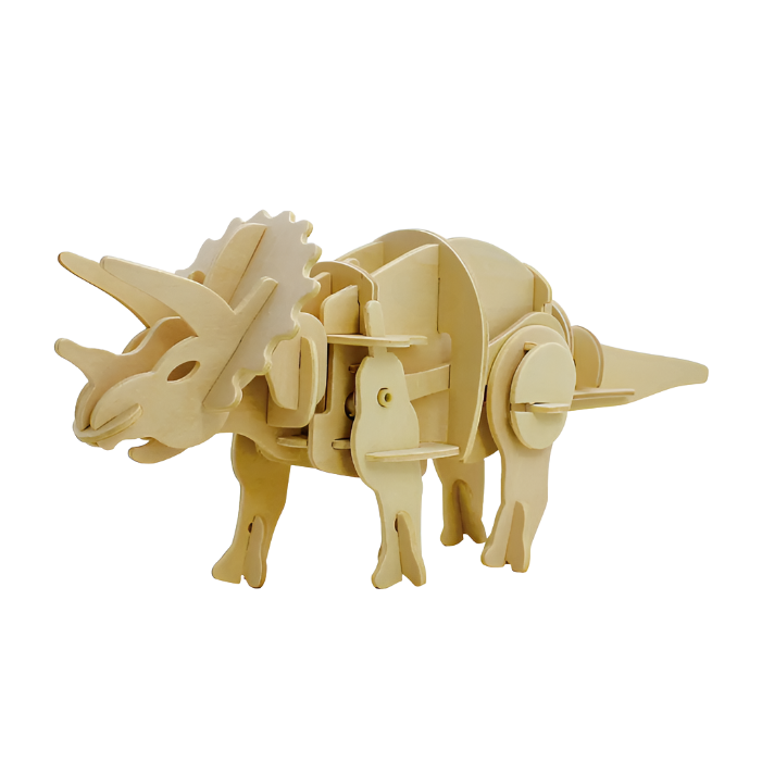 TRICERATOPS WALKING WOODEN 3D PUZZLE KIT