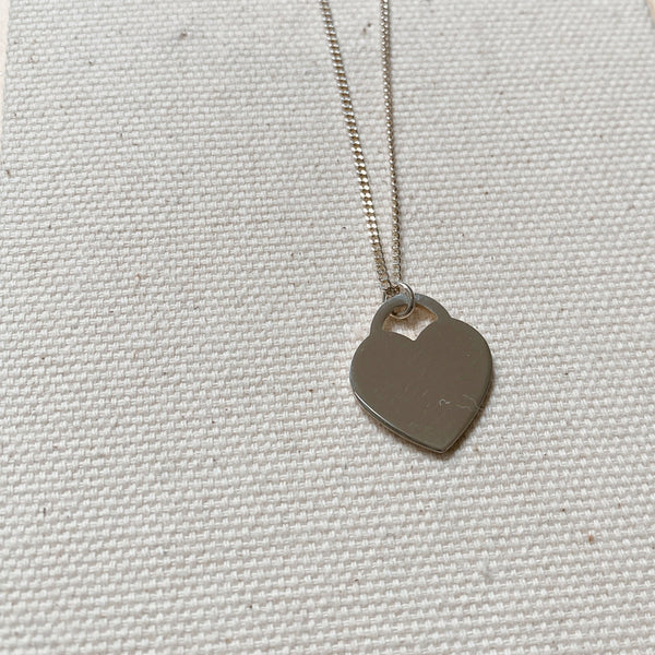SILVER HEART ID NECKLACE
