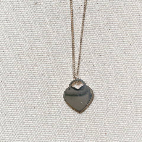 SILVER HEART ID NECKLACE